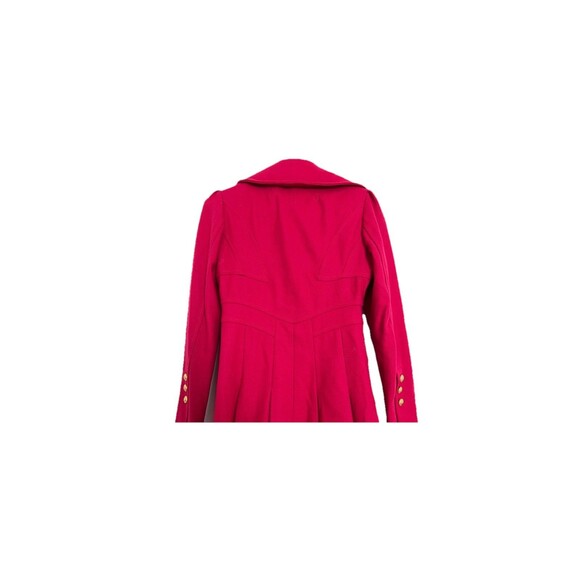 Guess Los Angeles Hot Pink Wool Blend Pea Coat Gold Buttons Feminine Cut SZ S - Picture 4 of 8